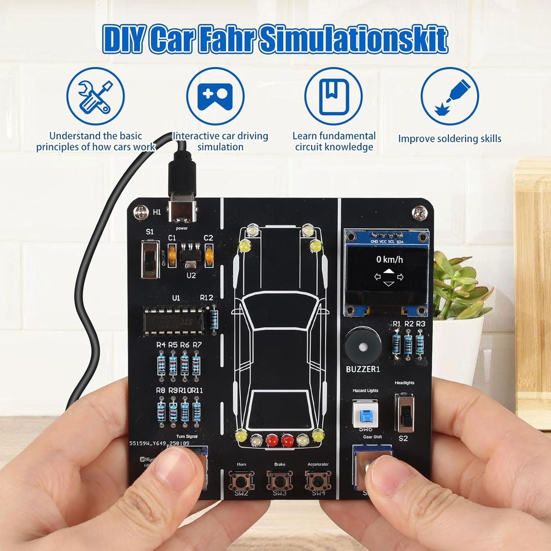 ElektoLoter Fahrsimulator Löt Bausatz, DIY Elektronik Bausatz mit Sounds und Lichter, STEM Lötbausät