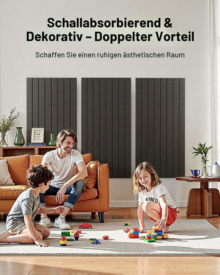 Soundsbay Akustikpaneele Selbstklebend, 2.88m²-4 Stück, 120×60×0.9cm Akustikplatten Wandpaneele für