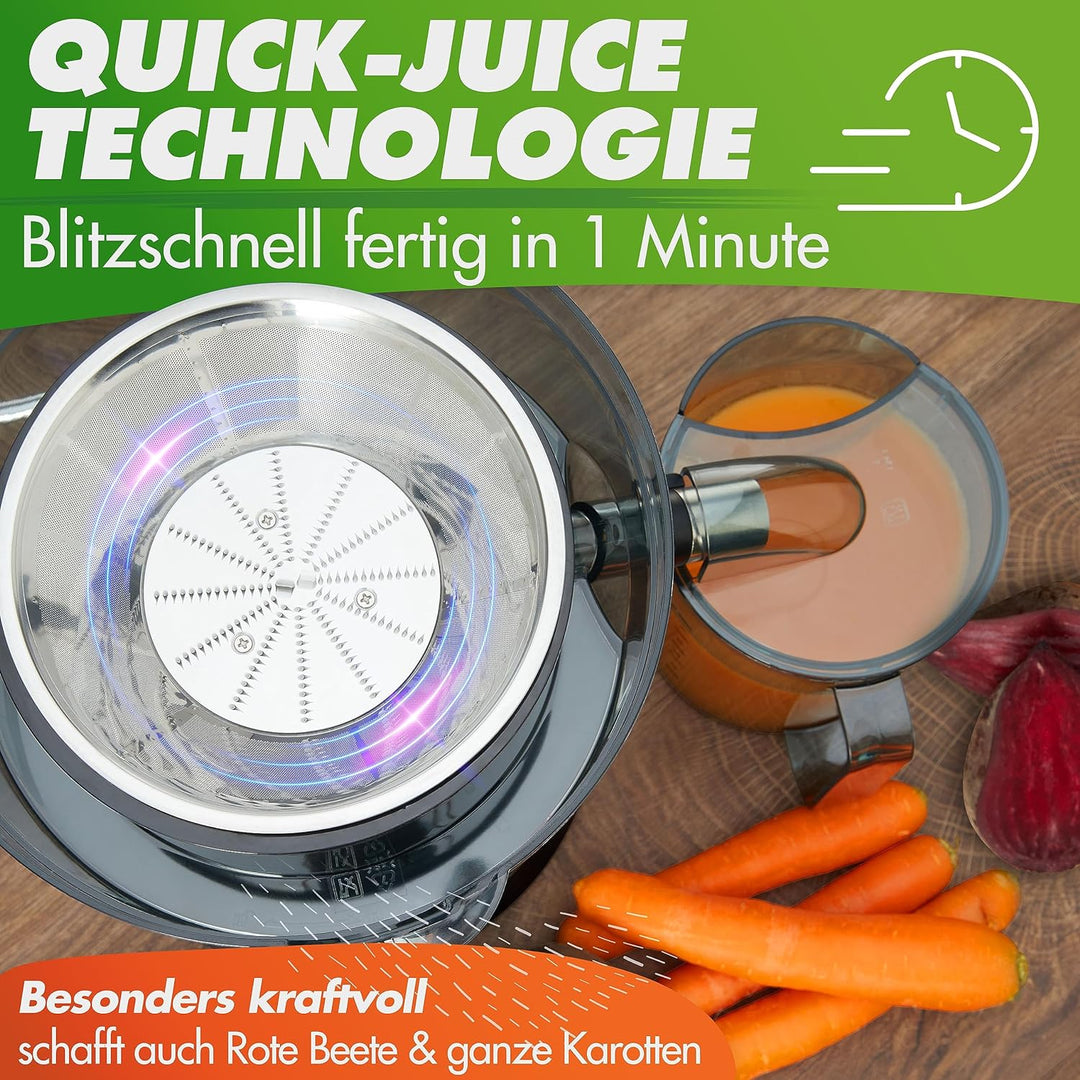 Nutrilovers *Testsieger* QUICK-JUICER Entsafter Edelstahl Obst und Gemüse I XXL-Einwurf für ganze Fr