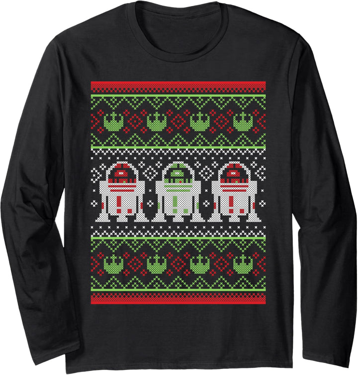 Star Wars R2-D2 Rebel Logo Holiday Pattern Langarmshirt