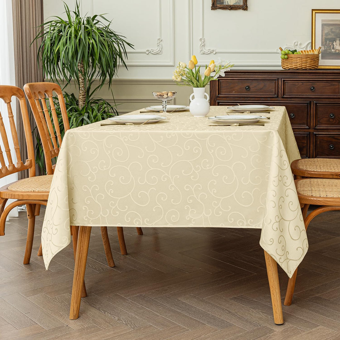 Romanstile Weihnachten Tischdecke abwaschbar 300 x 150 cm beige rechteckig wasserabweisend Christmas