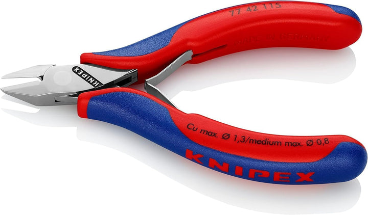 Knipex Elektronik-Seitenschneider mit Mehrkomponenten-Hüllen 115 mm (SB-Karte/Blister) 77 42 115 SB