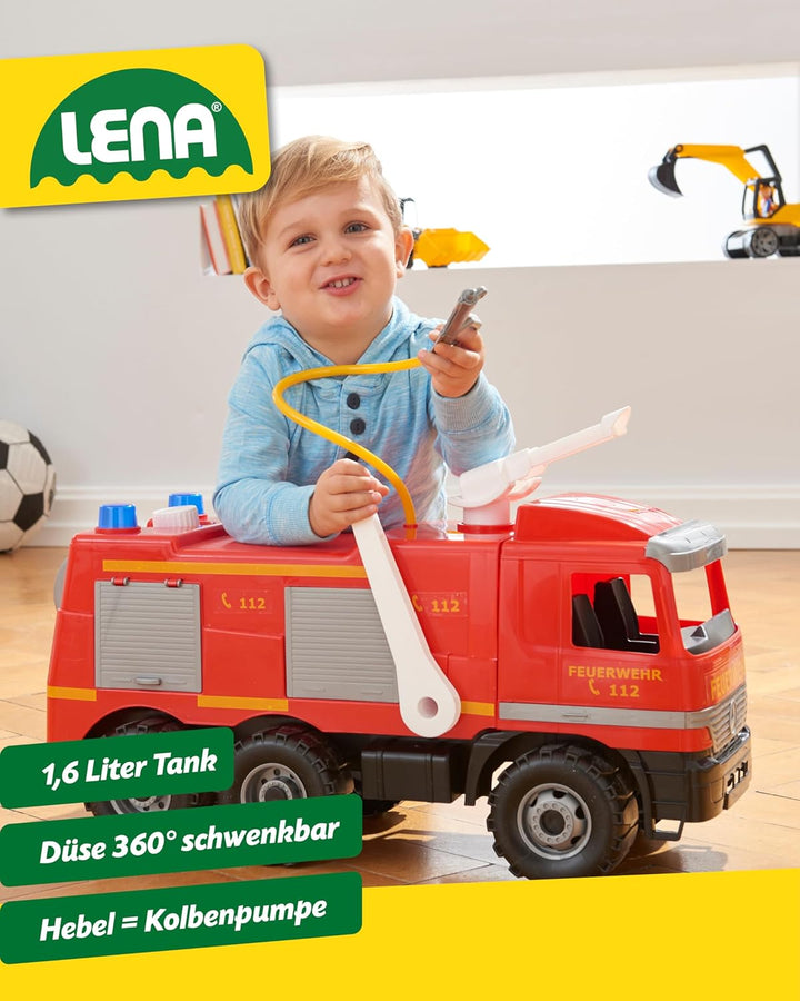 Lena 02058 - Starke Riesen Feuerwehr Mercedes Benz Actros, ca. 65 cm,grosses Feuerwehrauto mit 3 Ach