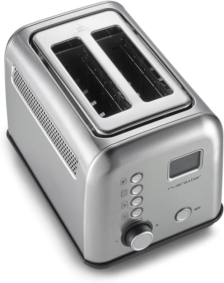 riviera&bar Toaster Automatisch – 2 Scheiben, Extra-Breite Schlitze 4 cm, LCD-Display mit Countdown,