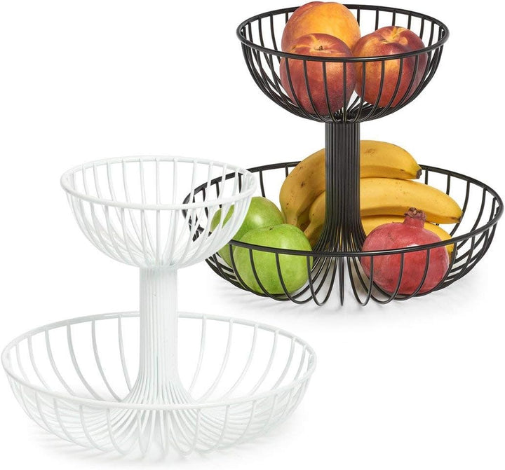 Zeller 27415 Obst-Etagere, 2-lagig, Metall, schwarz, ca. Ø 32 x 25,8 cm, Obstschale, Etagere, Aufbew