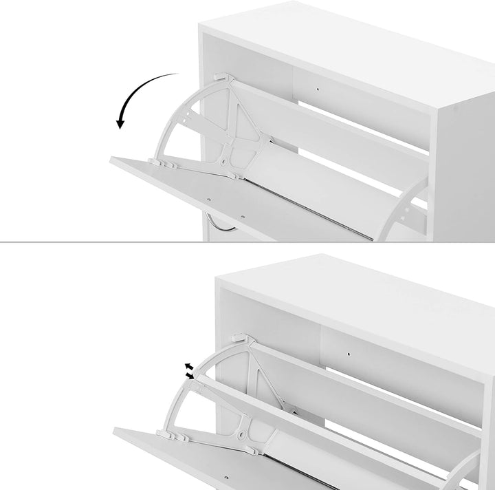 Meerveil Schuhschrank, Schuhkipper mit 2 Klappen aus E1 Holzspanplatten, Pflegearme Melaminbeschicht