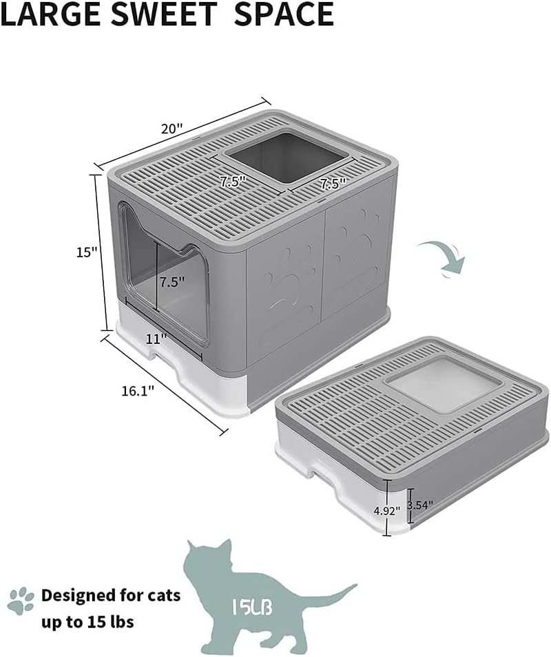 Katzenklo, Katzentoilette mit Deckel, Katzenklo inklusive Schaufel, ausziehbares Tablett, 2 Öffnunge