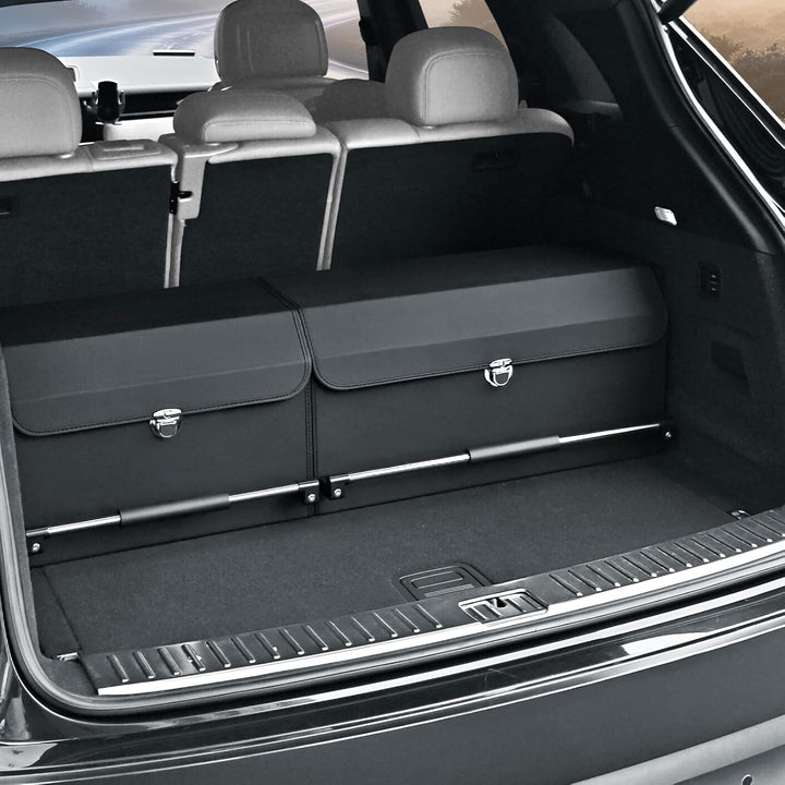 Kofferraum Organizer mit Deckel, 2-in-1 Modular XXL Aufbewahrungsbox aus Hochwertigem Nappa-Leder, T