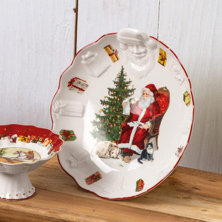 Villeroy & Boch 14-8332-3614 Gebäckteller, Porzellan, Weiss/Bunt Schale mit Santa Relief Klein Weiss