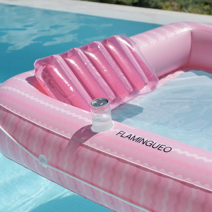 Flamingueo Luftmatratze Pool - Wassermatratze - Extra gross - Gitterboden - Zwei Getränkehalter - Zw