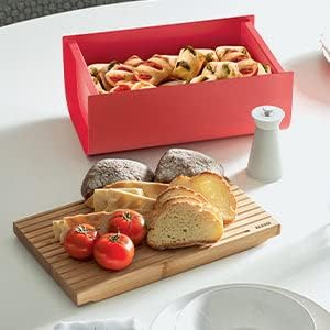 Alessi Mattina BG03 WG - Brotkasten aus Edelstahlstahl mit Epixidharz und Bambusholz, Warm Grey One