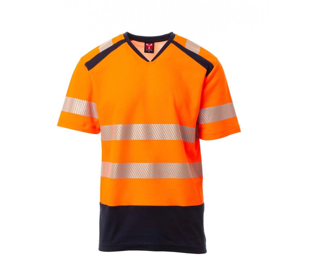 PAYPER Way Warnschutz T-Shirt Unisex 55% Baumwwolle/45% Polyester Warnorange/Blau Gr. XL
