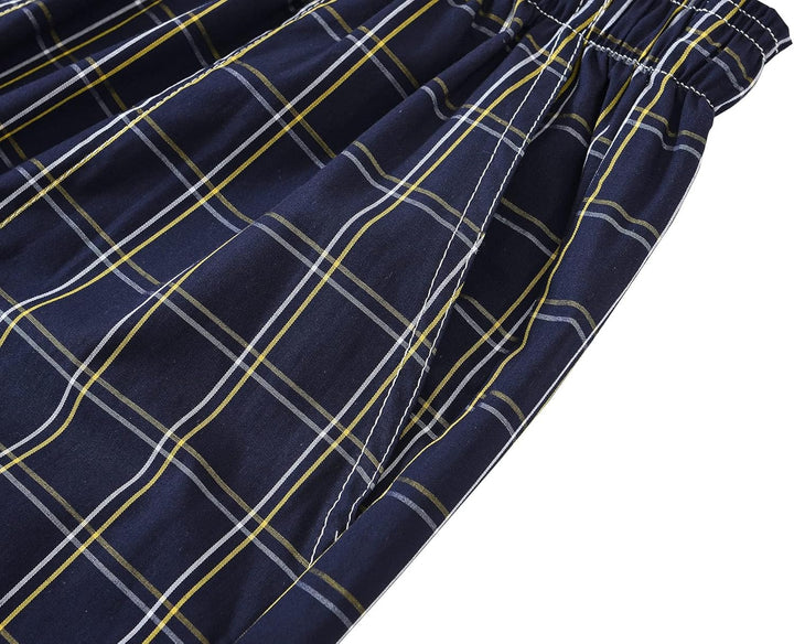 Herren 3er Pack Schlafanzughose Kurz Baumwolle Kariert Pyjamahose Shorty Sommer Nachtwäsche Schlafsh