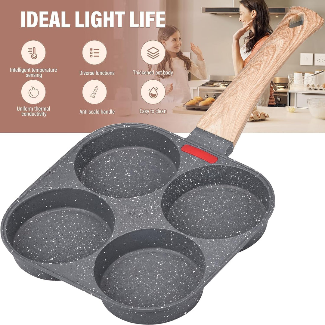 4 Intervalle Spiegeleipfanne, Aluminium Pancake Pfanne Antihaft Pfannkuchenpfanne Outdoor-Camping-Ei