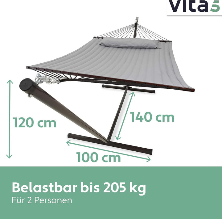 VITA5 Hängematte Outdoor - Hängematte mit Gestell für den Garten, Pool & Balkon - Grosszügige Hängem