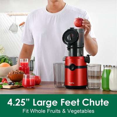 Fretta Entsafter Slow Juicer mit 108 mm Öffnung&1L Kapazität,Entsafter Gemüse und Obst,200W Saftpres