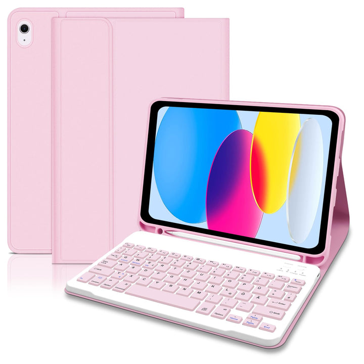 Hülle mit Tastatur für iPad A16 11 Generation 2025/10 Generation 2022(11/10.9 Zoll), QWERTZ Layout K
