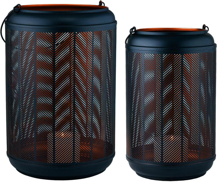 Marrakesch 2er Set LED Laterne Windlicht 37cm und 32 cm | Laternen mit LED-Kerze Batterie betrieben