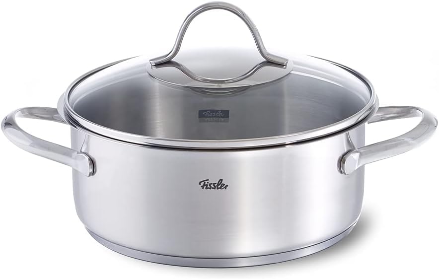 Fissler Palermo / Edelstahl-Topfset 5-teilig, Töpfe inkl. Glasdeckel (3 Kochtöpfe, 1 Bratentopf, 1 S