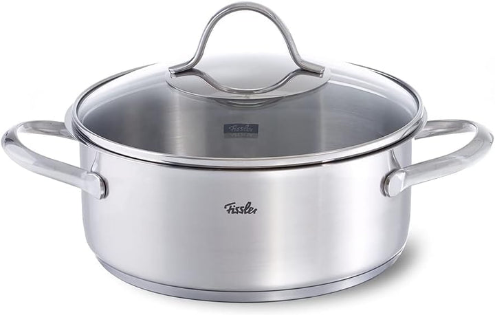 Fissler Palermo / Edelstahl-Topfset 5-teilig, Töpfe inkl. Glasdeckel (3 Kochtöpfe, 1 Bratentopf, 1 S