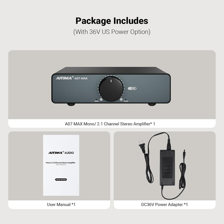 AIYIMA A07 MAX 2-Kanal-HiFi-Verstärker 300 W x 2 TPA3255 Mini-Endstufe der Klasse D, brückbarer Mono