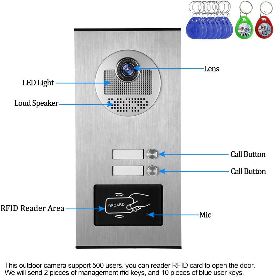 HFeng 7 '' Farbe Wired Video Türsprechanlage System Kit 700TVL RFID Access Eintrag Türklingel IR Nac
