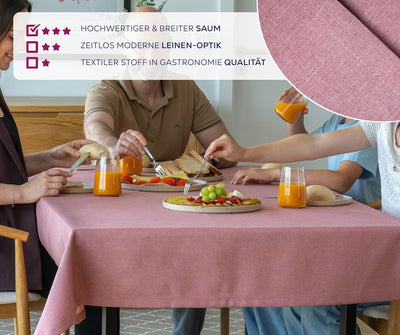 BEAUTEX fleckenabweisende und bügelfreie Tischdecke - Tischtuch mit Lotuseffekt - Tischwäsche in Lei