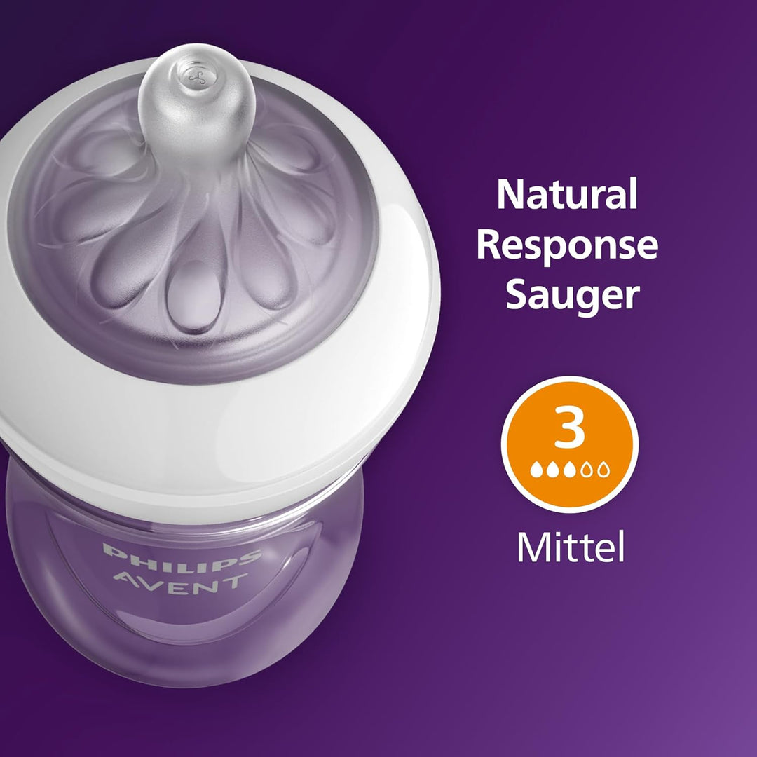 Philips AVENT Natural Response Geschenkset für Babys: 4 Natural Response Babyfläschchen (260 ml) mit