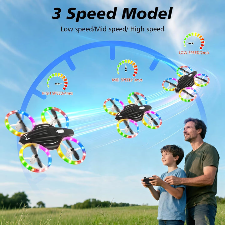 Mini-Drohne für Kinder, ferngesteuertes Spielzeugflugzeug für Kinder und Anfänger mit LED-Lichtern,