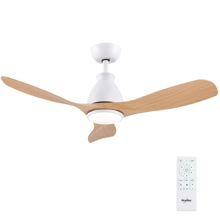 Newday Deckenventilatoren Holzfarbe, 106cm Deckenventilator mit Beleuchtung und Frnbedienung Leise,