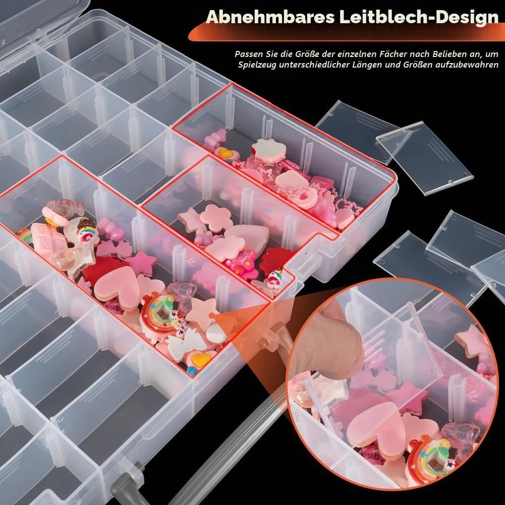 Grosse Organizer-Box Aus Kunststoff mit 48 Fächern und Verstellbaren Trennwänden, Organizer für die