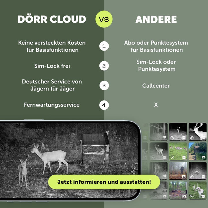 DÖRR Cloud Pro 4G Wildkamera, Überwachungskamera, 60°, Standard AA, iOS &amp; Android &amp; Web App, 4G Bild