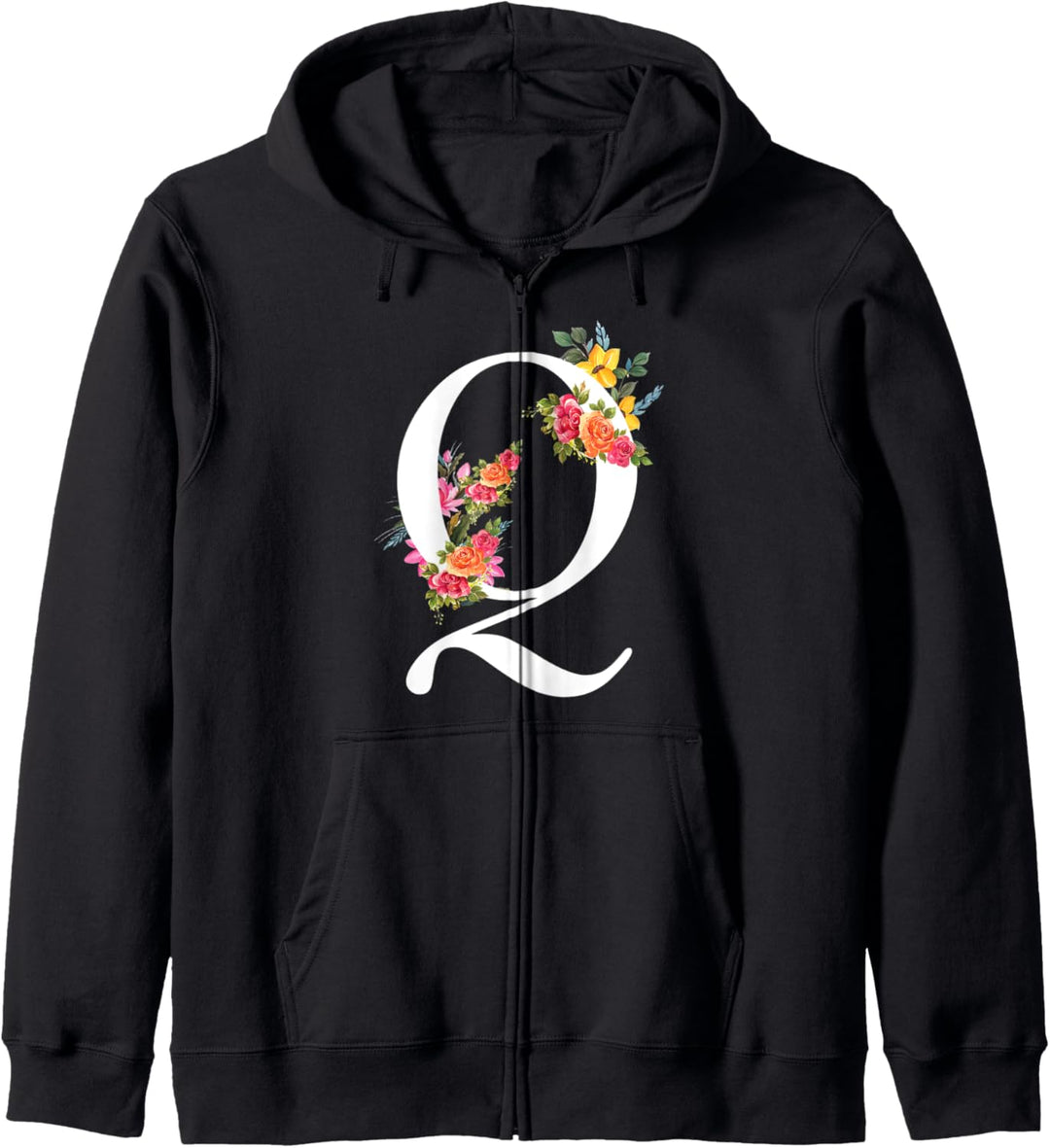 Alphabet Buchstabe - Vorname Anfangsbuchstabe Q Blumen Kapuzenjacke