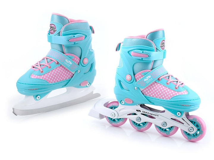 SMJ Lily Kinder Mädchen Set 2in1 Inliner/Schlittschuhe VERSTELLBAR | ABEC-7 Rollschuhe | Inlineskate