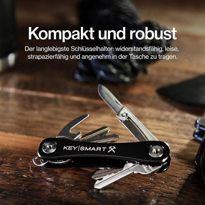 KeySmart Rugged - Multi-Tool Schlüsselhalter mit dem Flaschenöffner und Taschen Clip (bis zu 14 Schl