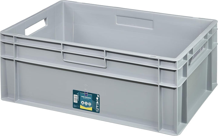 METRO Professional Eurobox, PP, 60 x 40 x 24 cm, 47 L, 25 kg, stapelbar, mit Handgriff, grau (47 L),