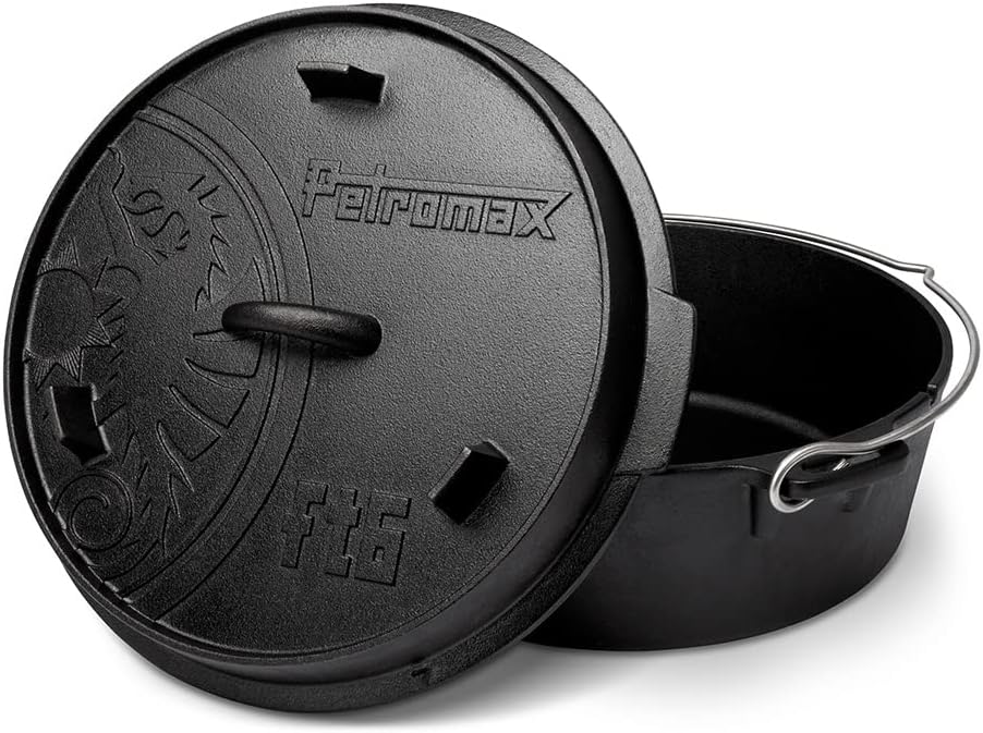 Petromax Feuertopf (Dutch Oven) Set´s (FT6, planer Boden) | Original Gusseisen | mit Deckelheber und