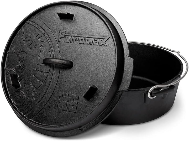 Petromax Feuertopf (Dutch Oven) Set´s (FT6, planer Boden) | Original Gusseisen | mit Deckelheber und