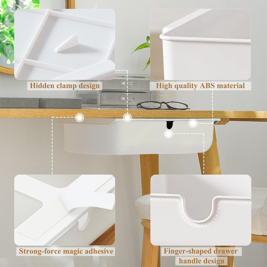 FRETONBA Schublade unter Schreibtisch, 2 Stück Schubladen Organizer Aufbewahrungsbox, Selbstklebende