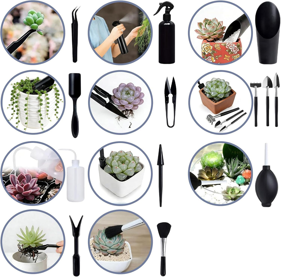 Gartenwerkzeuge Set 17 Stück mit wasserdichte Umtopfmatte & Aufbewahrungstasche, Mini Gartengeräte G