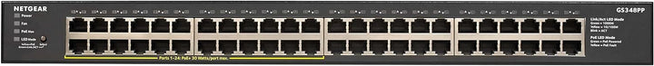 Netgear GS348PP 48 Port Gigabit Ethernet LAN PoE Switch (mit 24x PoE+ 380W, Plug-and-Play Netzwerk S