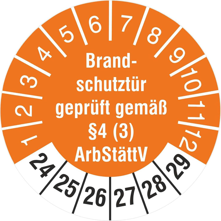 2500 Prüfetiketten Brandschutztür geprüft §4 (3) ArbStättV 18 mm 2024-2029 Prüfplaketten 2500 18mm D
