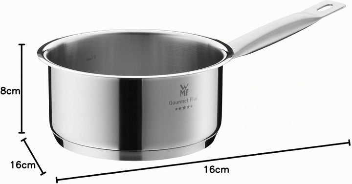 WMF Gourmet Plus Stielkasserolle 16cm ohne Deckel, Kochtopf klein 1,4l, Milchtopf Induktion, Cromarg