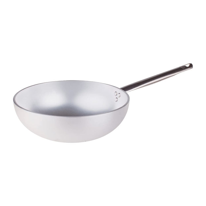 Pentole Agnelli Wok Induktion, Aluminium, mit Boden, Griff aus Edelstahl, Silber 32 cm Silber/schwar