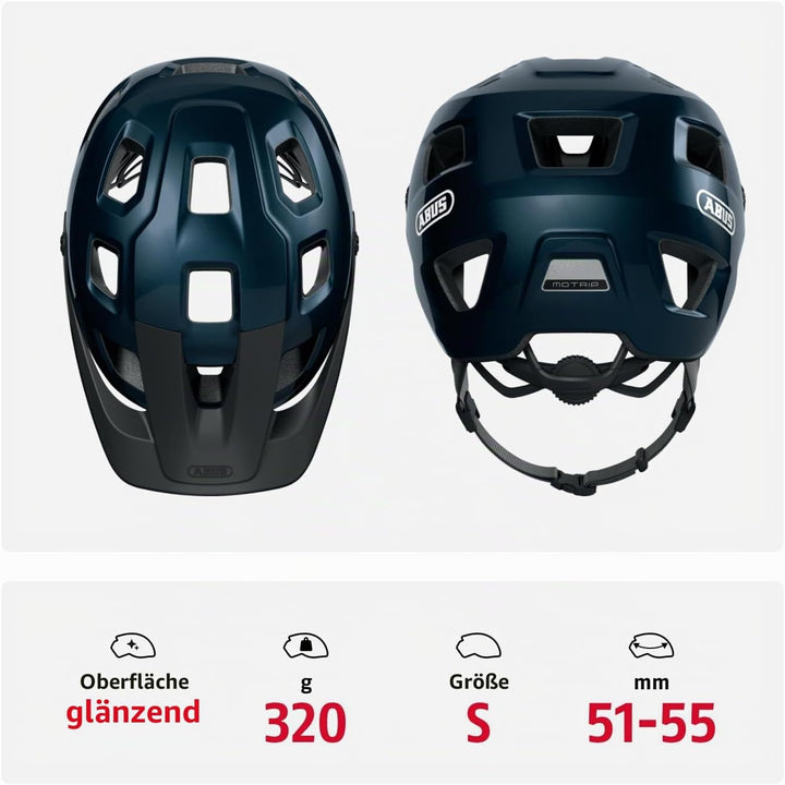 ABUS MTB-Helm MoTrip - robuster Fahrradhelm mit höhenverstellbarem Schirm für Mountainbiker - indivi