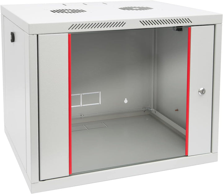 HMF 66409-07 Netzwerkschrank, Serverschrank 19 Zoll | 9 HE | 450 mm Tiefe | Voll montiert | Glastür
