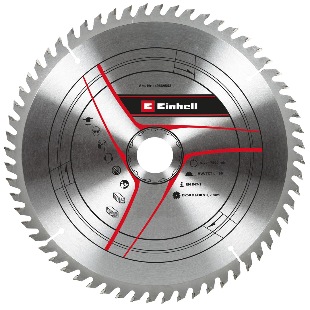 Original Einhell Kreissägeblatt 250x30 (Sägen-Zubehör, Ø 250 mm, Aufnahme 30 mm, 60 Zähne, Schnittbr