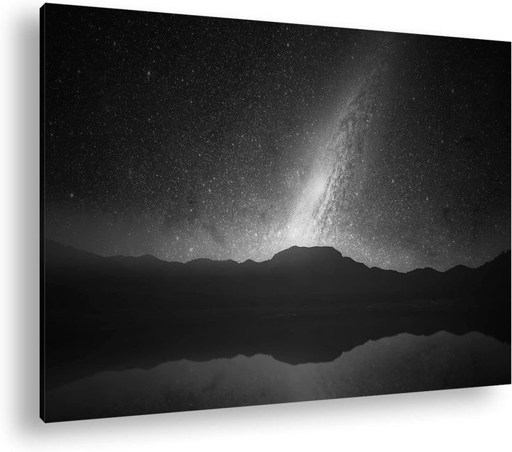 deyoli Erhellter Nachthimmel Effekt: Schwarz&Weiss, Format: 80x60 als Leinwandbild, Motiv fertig ger