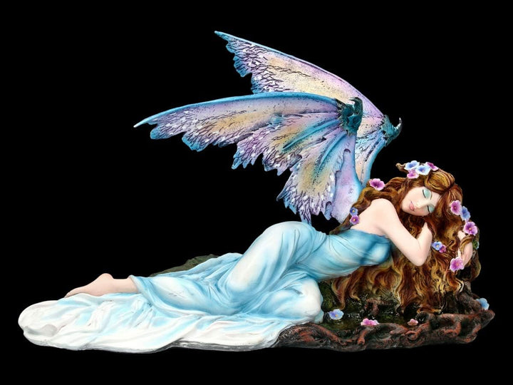 Elfen Fantasy Figur - Shila schläft auf Baumstumpf | Fee, Fairy, Engel, Deko-Figur, Deko-Artikel, St
