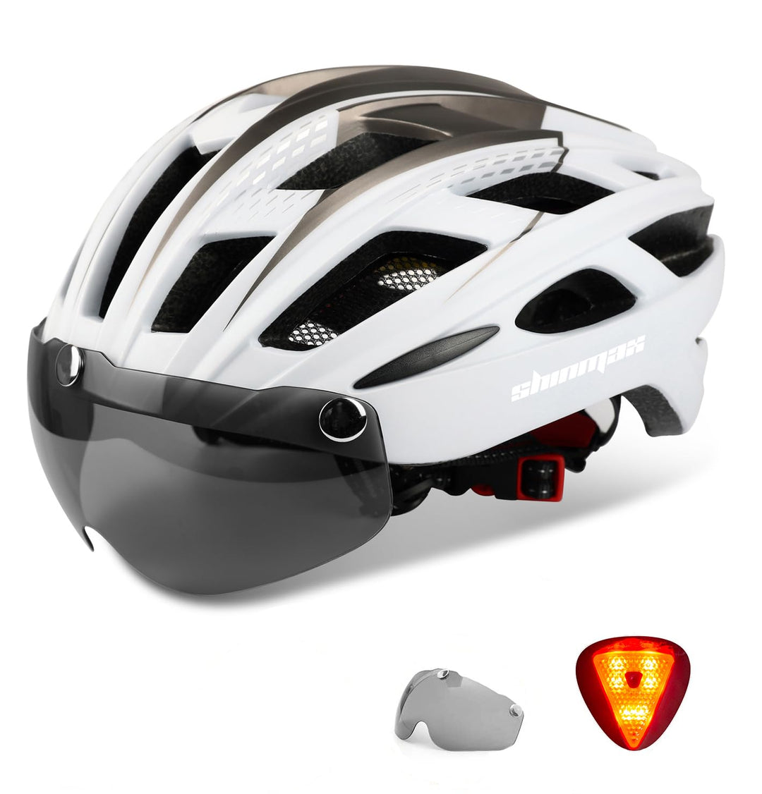Shinmax Fahrradhelm mit LED-Beleuchtung, Fahrradhelm mit Sicherheitsbeleuchtung, magnetischer Fahrra